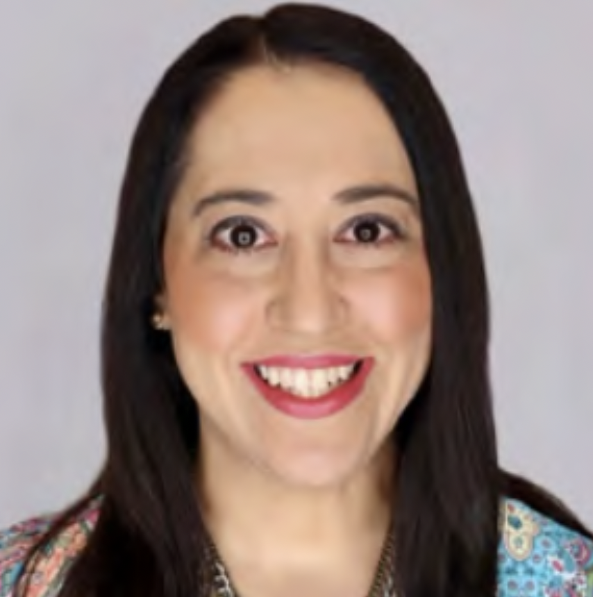 Headshot of Farrah Pepper, a woman smiling at the camera against a gray background